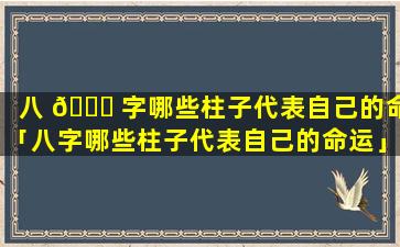 八 🍀 字哪些柱子代表自己的命「八字哪些柱子代表自己的命运」